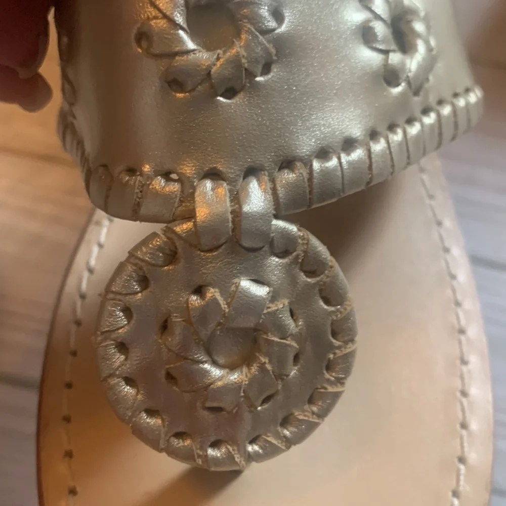 Jack Rogers Gold Leather Thong Sandals for Women